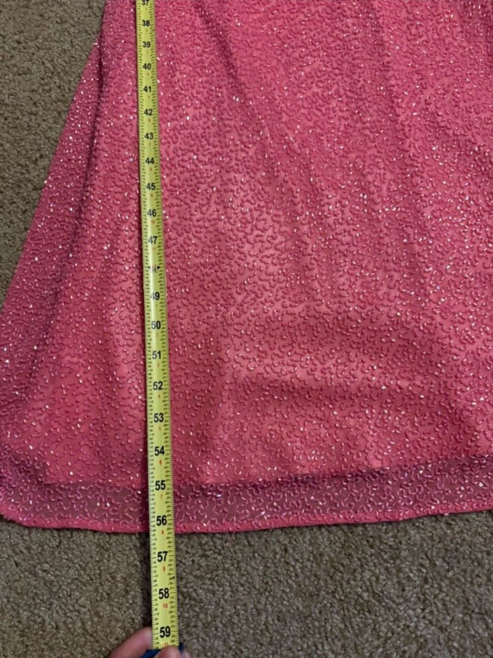 Vtg Y2K SCALA Pink Silk Beaded Sequin Dress HOCO Prom Formal Party Holiday M - Picture 10 of 11